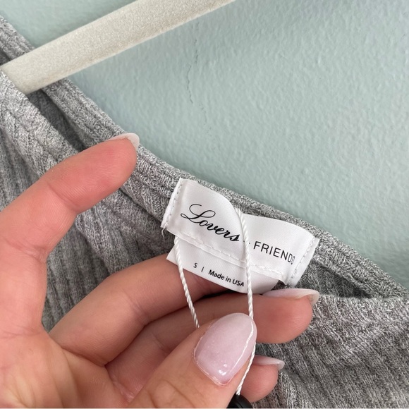 Lovers + Friends Ribbed One-Shoulder Tank Top Grey NWT - Picture 5 of 7